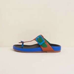 Charlotte Stone Misty Blue Multi Buckle Sandals 10